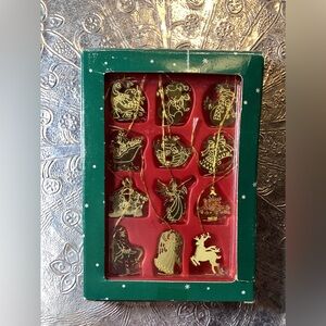 Vintage 70’s 3D Miniature “Golden Touches” Christmas Ornaments (1 flawed)